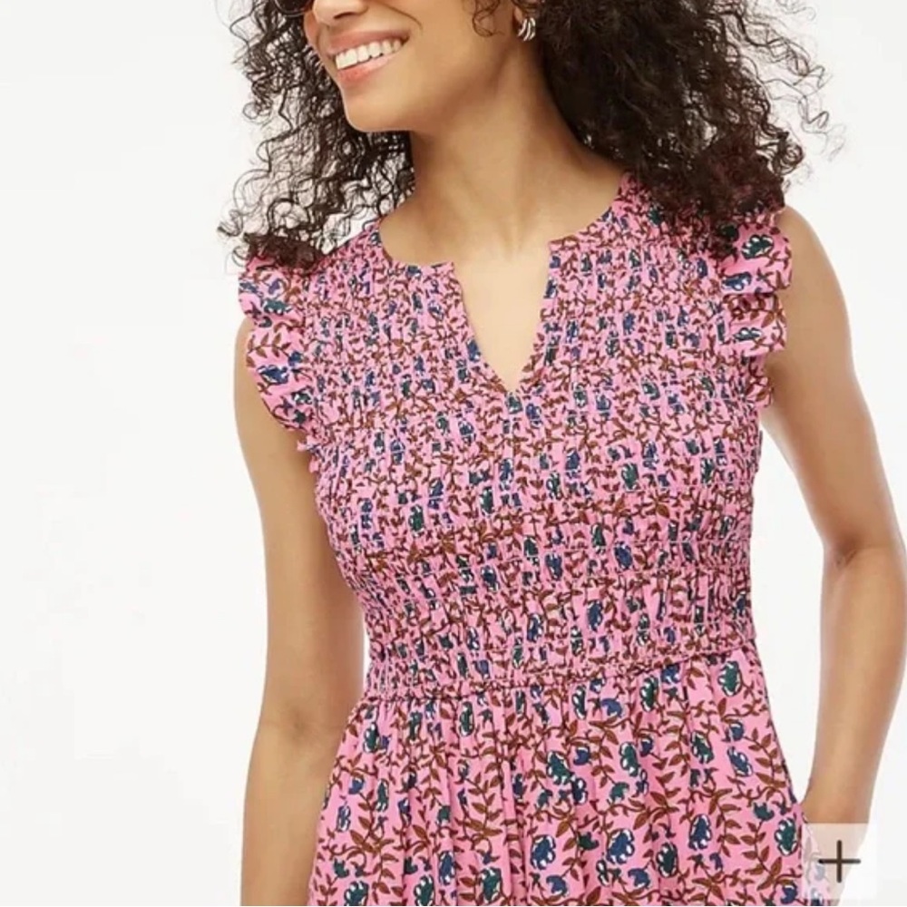 J. Crew Pink and Blue Floral Midi Dress - Picture 3 of 9